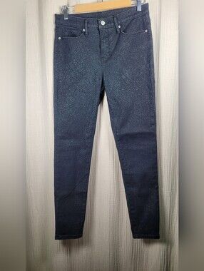 Banana Rebuplic Sparkle Black Mid-Rise Skinny Jeans Long Tall